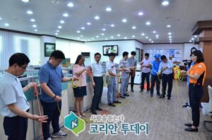 아리네트웍스 임직원, 화재 등 긴급사태시 밧줄만 있으면 안전하게 탈출한다