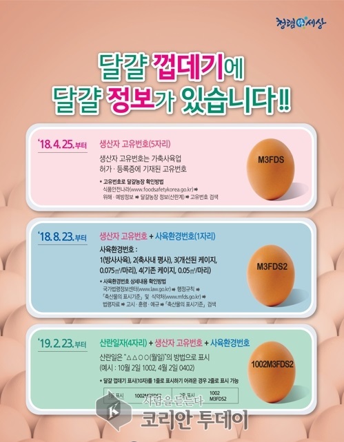 8월부터 달걀 껍데기에 닭 사육환경 표시