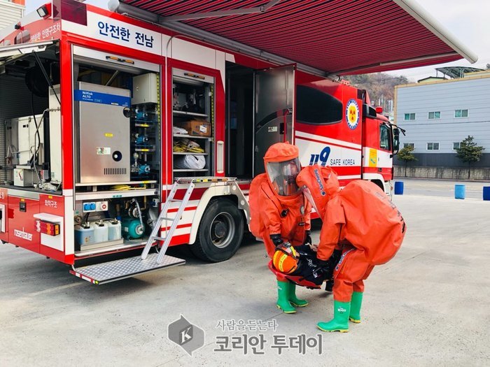 화학119구조대, 여수국가산단 유해화학물질 누출사고대비 인명구조훈련