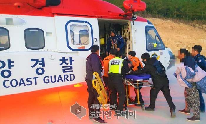 완도해경, 노화도 70대 호흡곤란 환자 헬기이용 긴급이송