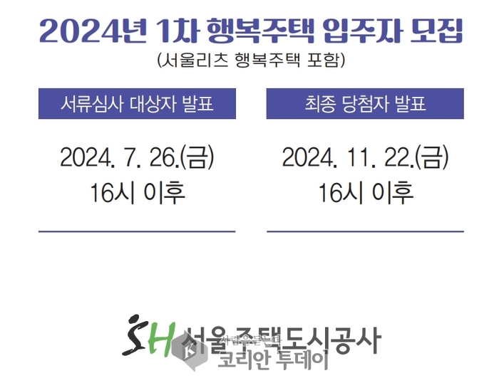 [코리안주데이[ 행복주택 공고 일정 © 송현주 기자 ( 출처: 서울주거포털)