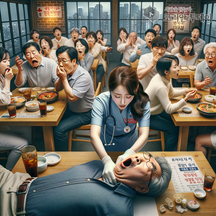 [코리안투데이]간호사의 신속한 응급조치, 식당에서 생명을 구하다.AI이미지© 김현수 기자