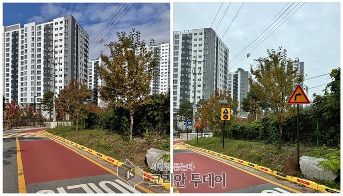 [코리안투데이] 의정부시 고산지구 도로 표지판 통합 정비 전후 모습 © 강은영 기자