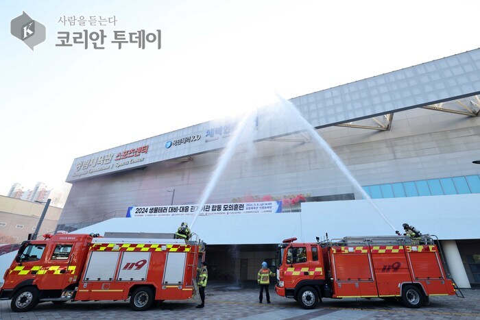 [코리안투데이] 민관군 협력 생물 테러 대비·대응 합동 훈련 장면 © 김미희 기자