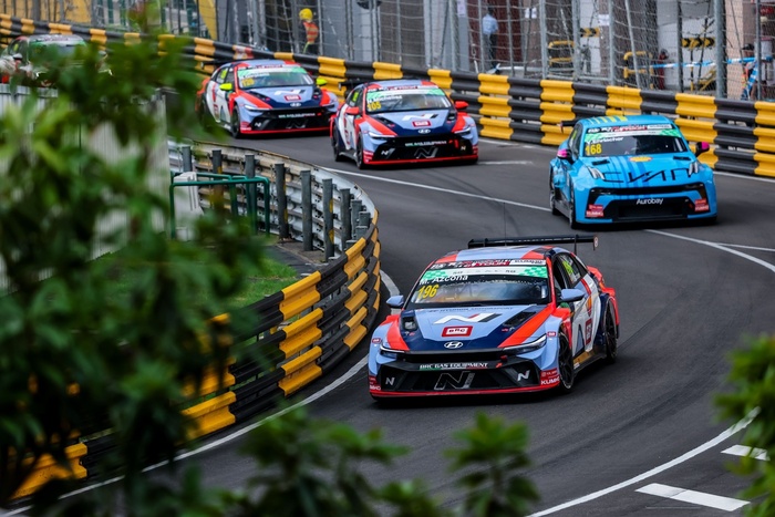 [코리안투데이] 2024 TCR 월드투어 마카오 대회에서 더 뉴 엘란트라 N TCR이 주행하고 있는 모습. 사진: 현대자동차