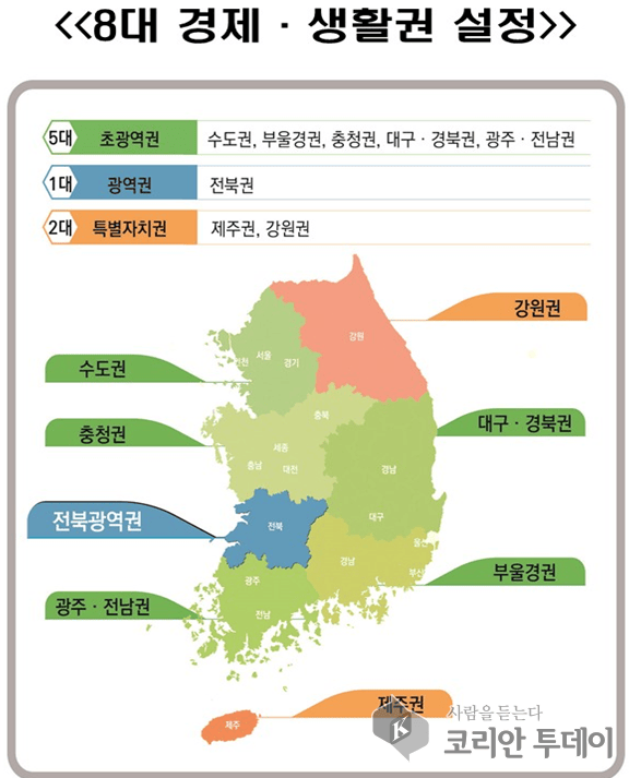 [코리안투데이] 국토교통부 8대 경제·생활권 설정 © 강정석 기자
