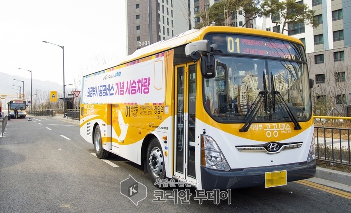 [코리안투데이] 의정부시, 2024년 2월 의정부01번 공공버스 개통식 시승 차량 ©강은영 기자