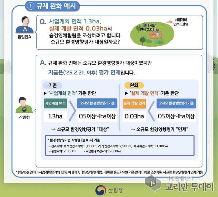 [코리안투데이] ‘숲경영체험림’ 환경영향평가 기준 완화 © 송정숙 기자