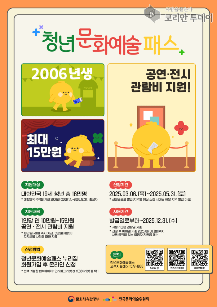 [코리안투데이] 청년 문화생활 지원, 3월 6일부터 신청 접수 © 이명애 기자