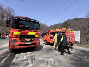 [현장취재] 주민신고와 대둔산자연휴양림 직원들의 신속한 대응, 49분 만에 산불 진화 완료