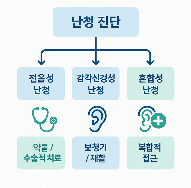[코리안투데이] 난청 유형별 치료 경로 플로우차트 © 지승주 기자