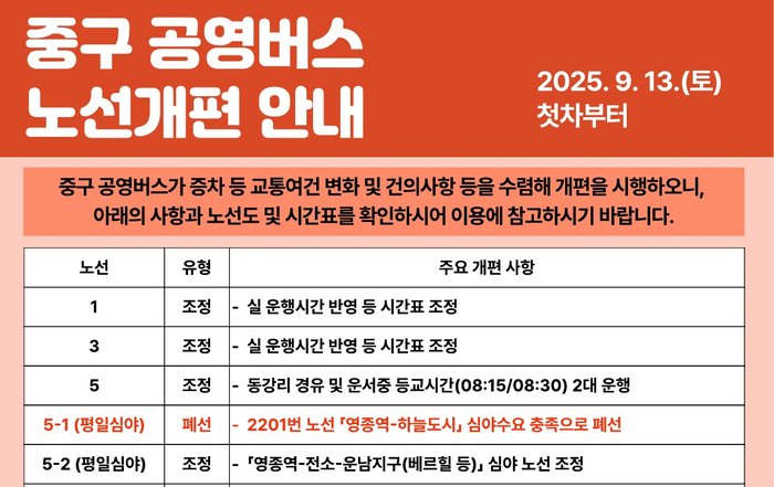 [코리안투데이] 인천 중구 공영버스, 2대 증차·노선 신설 © 김미희 기자