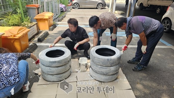 [코리안투데이] 구월4동 폐타이어 화분 © 김현수 기자