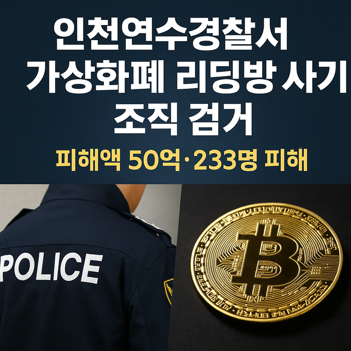 仁川延寿警察署、仮想通貨の投資リーディング房詐欺組織を検挙 被害者233人、被害額50億9千万ウォン