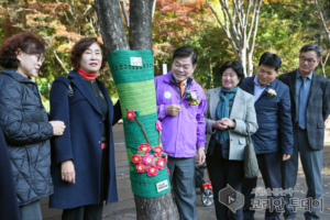 배봉산의 겨울나무 뜨개옷을 입다