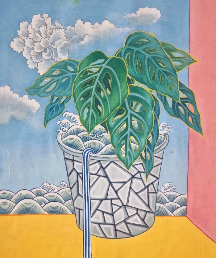 [코리안투데이] 쉬어가기 45.5×38 광목 위에 분채 2025 © 김현수 기자