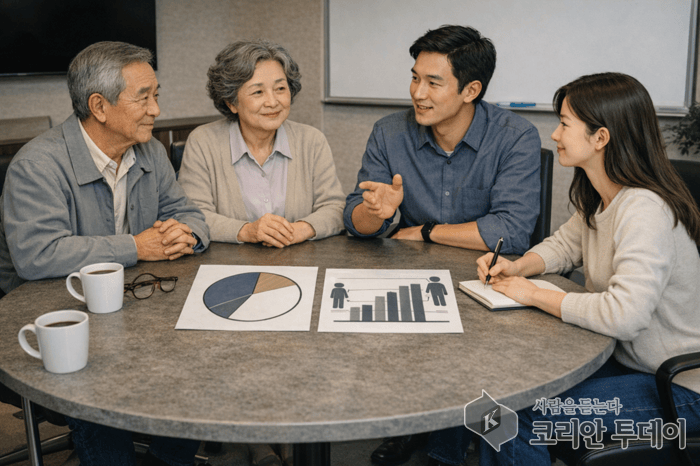 [코리안투데이] 정년연장과 연금개혁에 대한 사회 시민 공론의 장 마련된 AI 가상 모습 © 임희석 기자