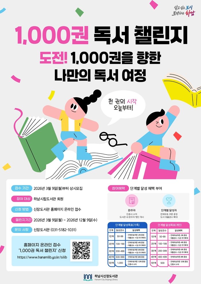 [코리안투데이] 책 읽는 도시 하남, ‘1,000권 독서 챌린지’로 만든다 © 백창희 기자