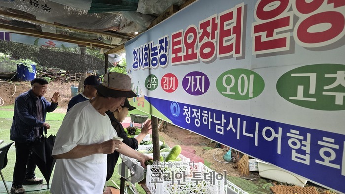 [코리안투데이] 친환경 유기농 아채로 토요장터 운영, 수익금은 연말 불우이웃돕기 성금으로 기탁될 예정이다. © 백창희 기자