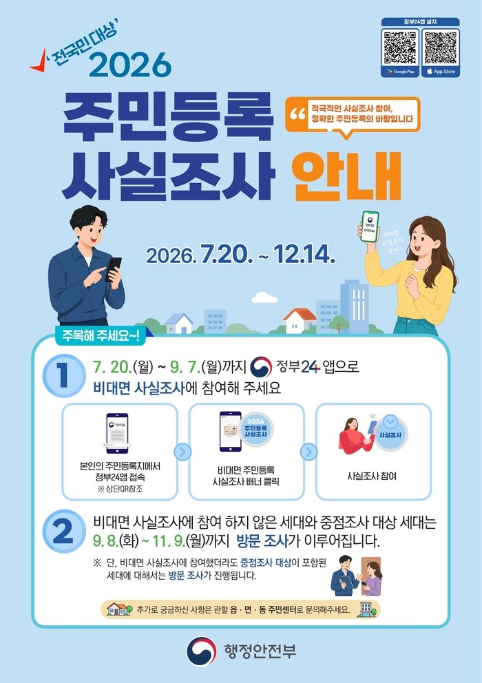 [코리안투데이] (사진) 非対面住民登録実態調査の広報ポスター © 박수진 기자
