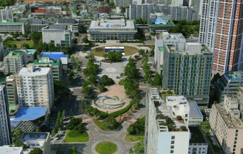 [코리안투데이] Écran de la carte tridimensionnelle immersive d'Incheon fondée sur des prises de vue de précision par drone © 장형임 기자