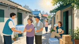 La ville d’Incheon fournit 2 300 bouteilles d’eau aux habitants des jjokbang… une action de prévention des maladies liées à la chaleur