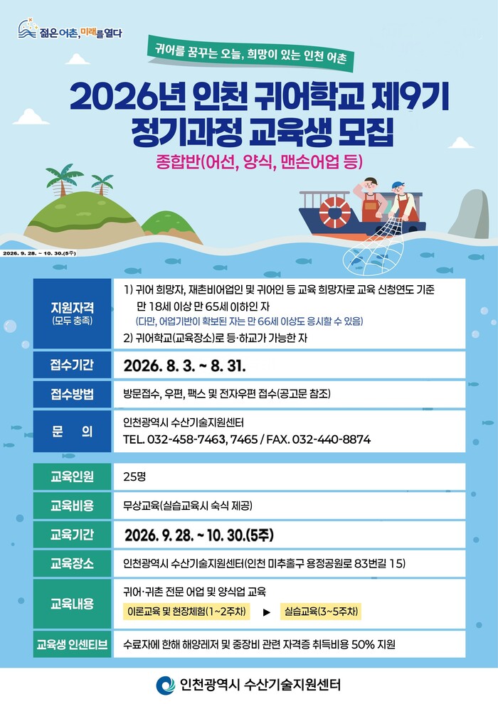 [코리안투데이] Formation pratique de terrain à l'école de retour à la pêche d'Incheon © 장형임 기자