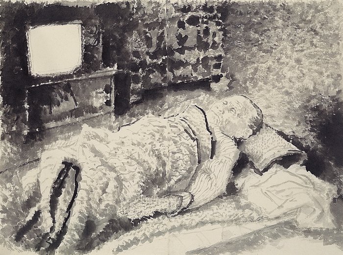 [코리안투데이] 작품명 '할머니' (1995, 종이에 수묵, 96×127cm, 첫 번째 공간에 전시 © 송정숙 기자