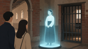 La martyre Yu Gwan-sun revient au quartier des femmes de la prison de Seodaemun sous forme d’hologramme