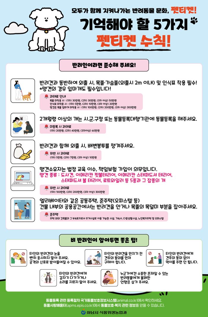 [코리안투데이] 하남시 반려견 야간 집중 단속 안내 포스터 © 백창희 기자