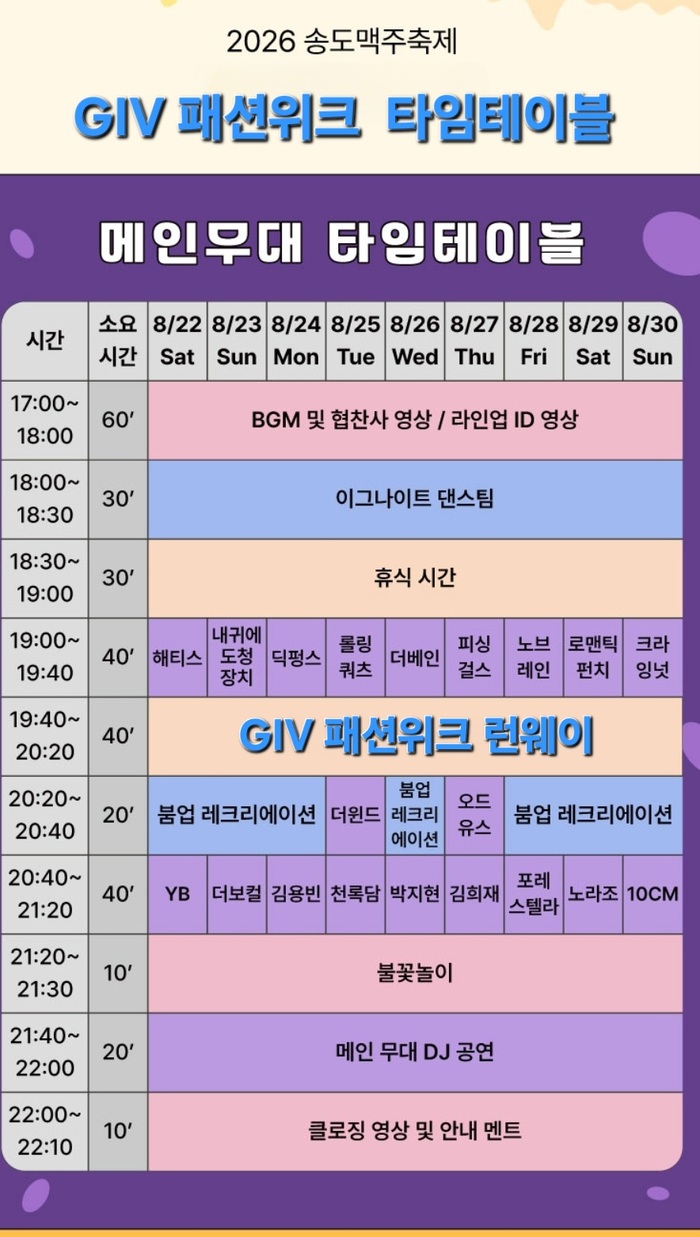 8월 22일부터 30일까지 송도맥주축제…GIV 패션위크 매일 개최 (사진 제공: 문화동행)