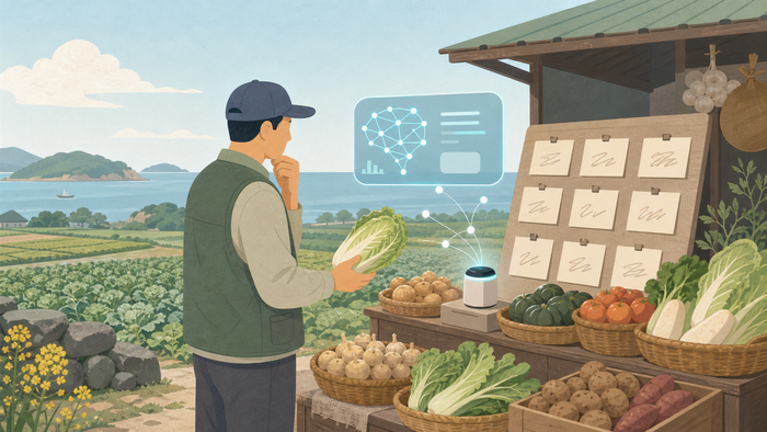 [코리안투데이] 손글씨 가격표 앞에 놓인 순무 좌판 © 장형임 칼럼니스트