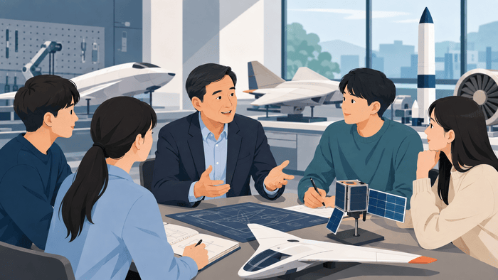 [코리안투데이] 科技创新本部长朴仁奎与庆尚国立大学航空航天专业学生举行青年现场交流座谈会 © 장형임 기자
