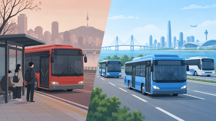 [코리안투데이] Un bus urbain circulant dans la ville d'Incheon © 장형임 기자