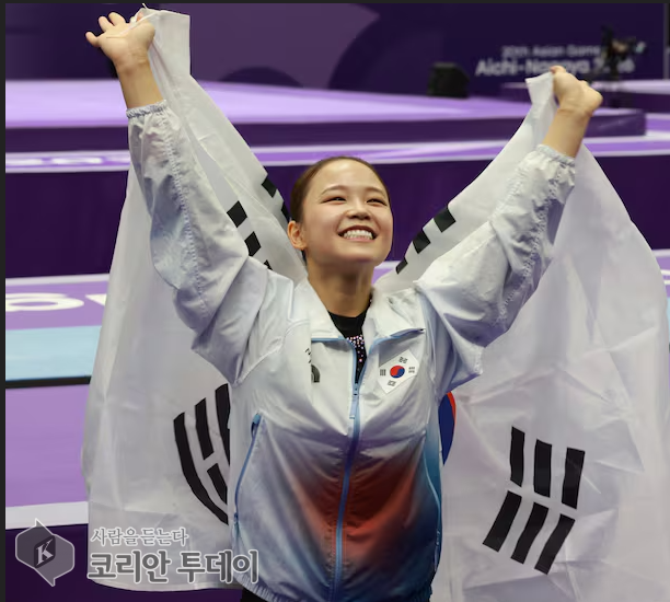 여서정 금메달, 8년 만에 아시안게임 도마 정상 탈환…아버지 여홍철과 나란히