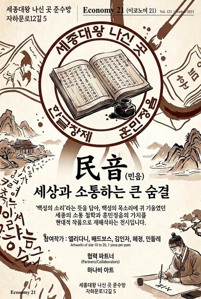 [코리안투데이] 엘리다니·배드보스·김인자·혜정·민들레 참여…하나비 아트 협력으로 한글의 조형적·사상적 가치 조명 © 김현수 기자