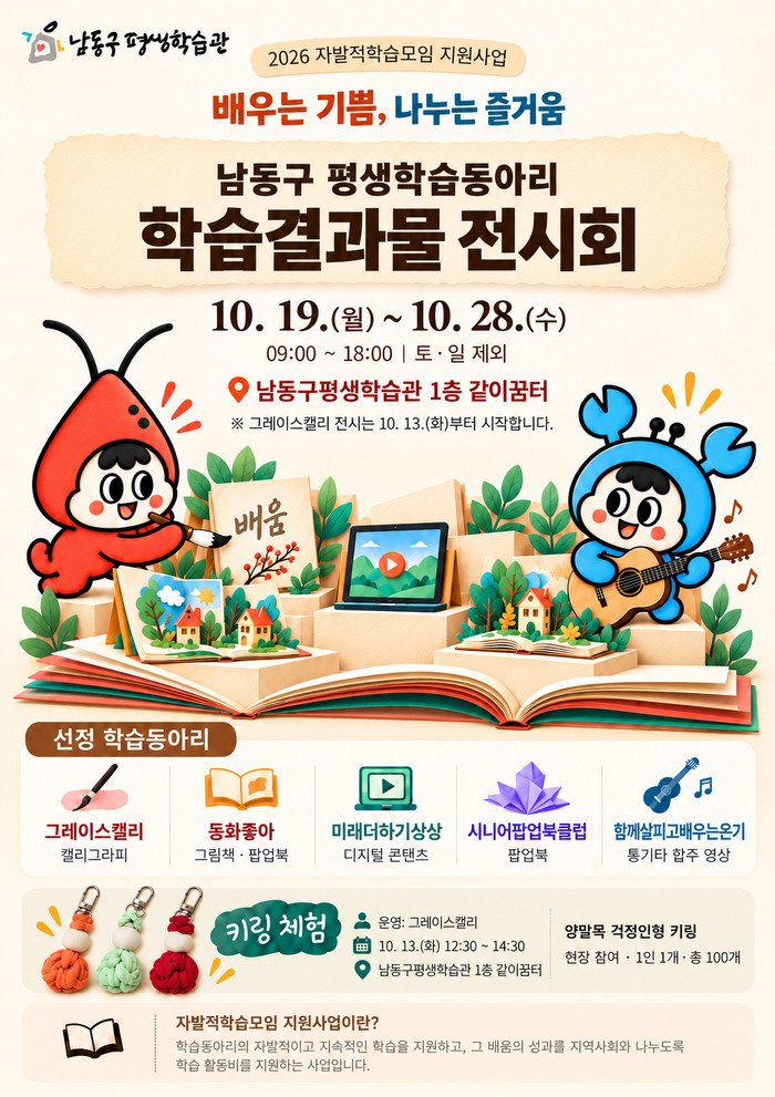 Learning that began in a club blooms into artworks…Namdong-gu Lifelong Learning Center exhibition