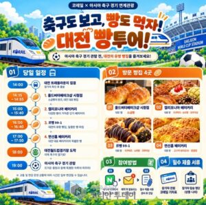 대전 축구 빵지순례 투어, 코레일 연계로 대전하나시티즌 경기와 빵 굽는 여행 동시에 즐긴다