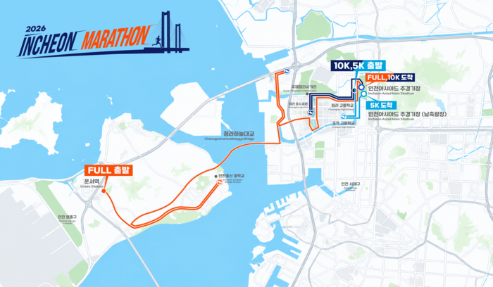 Thành phố Incheon tổ chức "Incheon Marathon 2026" vào ngày 22 tháng 11 với cầu Cheongna Haneul trên lộ trình